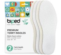 biped 2 Pairs of Terry Cotton Insoles - Washable Shoe Inserts with Subtle Fresh Scent - Comfortable Insoles for Women and Men to wear Barefoot in Shoes z2774(6.5-7)