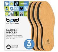 biped 3 Pairs of Premium Leather Insole with Activated Carbon Sole Against perspiring feet - Soft Leather Insole for Men and Women z1724(5-6)