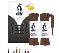 biped Laces 2 Pairs of Flat Cotton Shoelaces 7 mm Wide - Tear-Resistant Quality Shoelaces for Leather Shoes, Boots, for Leisure and Sports Shoes - Made in EU z2904(Brown,140 cm)