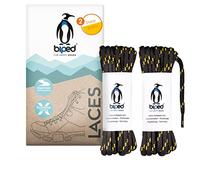 biped LACES 2 pairs of round shoelaces made of polyester ø 3.5 mm, extra robust - tear-resistant quality shoelaces for outdoor, trekking, hiking shoes and boots - made in EU z2903(black/yellow,140 cm)