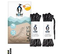 biped Laces 2 Pairs of Round Shoelaces Made of Polyester ø 3.5 mm, Extra Robust - Tear-Resistant Quality Shoelaces for Outdoor, Trekking, Hiking Shoes and Boots - Made in EU z2903(Black/Grey,160 cm)