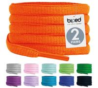 biped LACES 2 pairs oval shoelaces 6 mm - tear-resistant premium polyester shoe laces - shoelaces for sports shoes, running, basketball, sneakers and boots z2912(#8 neon Orange,120 cm)