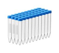Bipee Plastic Centrifuge Tubes, 15ml, Conical Bottom, Graduated Marks, Blue Screw Cap, Pack of 100pcs