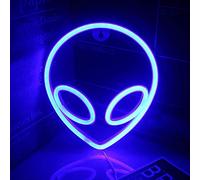 Bipily Alien Neon Lights for Wall Decor Battery/USB Operated Decorative Led Neon Signs Alien Neon Signs Light up for Home,Kids Room,Bar,Festival,Birthday,Christmas,Wedding Party-Blue Alien