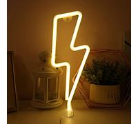 Bipily LED Lightning Shape Neon Sign Light Art Decorative Lights Wall Decor for Baby Room Christmas Wedding Party Supplies-Yellow Lightning
