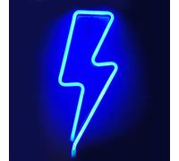 Bipily LED Lightning Shape Neon Sign Light Art Decorative Lights Wall Decor for Baby Room Christmas Wedding Party Supplies -Blue Lightning