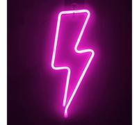 Bipily LED Lightning Shape Neon Sign Light Art Decorative Lights Wall Decor for Baby Room Christmas Wedding Party Supplies-Pink Lightning