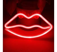 Bipily Lips Neon Lights LED Lips Neon Light Sign Neon Wall Light Battery/USB Operated Neon Light Art Decorative Neon Lights Neon Signs for Walls Light up Signs for Bedroom Walls Party-RED Lips