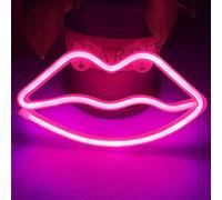 Bipily Lips Neon Lights LED Lips Neon Light Sign Neon Wall Light Battery/USB Operated Neon Light Art Decorative Neon Lights Neon Signs for Walls Light up Signs for Bedroom Walls Party-Pink Lips