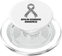 Bipolar Disorders Awareness Black and White Stripes Ribbon PopSockets PopGrip for MagSafe