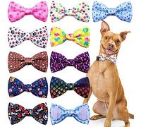 BIPY 10 Pack Dog Bow Ties Paw Print Dogs Bowties Slip on Collar Pet Charms for Large Medium Dogs Party Festival Birthday Gift Wedding Pets Grooming Supplies Accessories(Large)