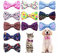 BIPY 10 Pack Small Dog Bow Ties Paw Print Dogs Bowties Slip on Collar Pet Charms for Medium Puppy Cat Kitten Party Festival Birthday Gift Wedding Pets Grooming Supplies Accessories(Small)