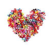 BIPY 100pcs Small Dog Hair Bows bulk with Elastic Rubber Bands Doggy Kitten Topknot Bow Attachment Grooming Accessories Set for Long Hair Puppy Cat Hair Bows Colors Randomly