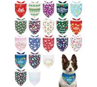 BIPY 20PCS Christmas Dog Bandanas Pet Scarfs Dogs Fall Triangle Bibs with Classic Xmas Snowflake Santa Element for Large Extra Large Dogs Gifts Pets Neckerchief Party Costume Accessories