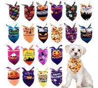 BIPY 20PCS Halloween Dog Bandanas Pet Scarf Dogs Fall Triangle Bibs with Classic Pumpkin Ghost Bat Pets Scarf for Small Medium Dogs Gifts Pets Neckerchief Party Costume Accessories