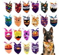 BIPY 20PCS Halloween Dog Bandanas Pet Scarf Dogs Fall Triangle Bibs with Classic Pumpkin Ghost Bat Pets Scarf for Large XL Dogs Gifts Pets Neckerchief Party Costume Accessories
