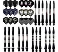 BIPY 27PCS Black Skeleton Pattern Dart Stem and Dart Flight, Nylon Dart Stems Quasi Competition Standard Size