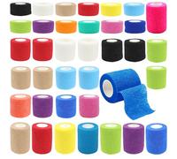 BIPY 36pcs Roll Vet Wrap Bandages for Dogs Horses Mixed Color 2.5/5.0/7.5cm*4.5m Cohesive Medical Tape Adherent Non-Woven for Dog Pet Animals Ankle Sprains & Swelling Self Adhesive Tape Flex Leg Wrap
