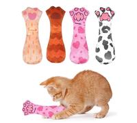 BIPY 4 Pack Catnip Toys for Cats Squeak Interactive Chew Kicker Toys Soft Plush Cat Paw Toy for Kitten Playing Chewing Claw Teeth Cleaning