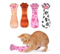 BIPY 4 Pack Catnip Toys for Cats Squeak Interactive Chew Kicker Toys Soft Plush Cat Paw Toy for Kitten Playing Chewing Claw Teeth Cleaning