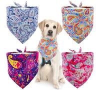 BIPY 4pcs Large Dog Bandanas Paisley Pattern Triangle Scarf for Large XL Dogs Cats Soft Bibs Washable Pet Neckerchief Dog Grooming Accessories Costume