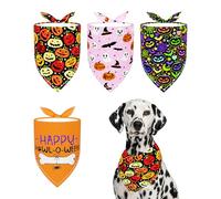 BIPY 4PCS Large Halloween Dog Bandanas with Classic Pumpkin Bat Pattern, Dog Cat Ghost Festival Neckerchief Suitable for Pet Parties, Holiday check-in and Photo Taking, Pet Triangle Scarf
