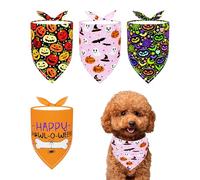 BIPY 4PCS Medium Halloween Dog Bandanas with Classic Pumpkin Bat Pattern, Dog Cat Ghost Festival Neckerchief Suitable for Pet Parties, Holiday check-in and Photo Taking, Pet Triangle Scarf