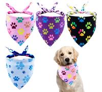 BIPY 4PCS Paw Pattern Dog Bandanas Two-sided Pet Triangle Scarf Puppy Daily Soft Bibs for Large XL Dogs Washable Adjustable Pet Neckerchief Festival Party Costume