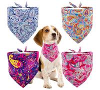 BIPY 4pcs Small Dog Bandanas Paisley Pattern Triangle Scarf for Small Dogs Cats Soft Bibs Washable Pet Neckerchief Dog Grooming Accessories Costume