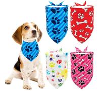 BIPY 4pcs Small Dog Bandanas Paw Pattern Pet Triangle Scarf Puppy Daily Soft Bibs for Small Breed Dogs Cats Puppy Washable Adjustable Pet Neckerchief Festival Party Costume