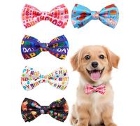 BIPY 5 Pack Happy Birthday Small Dogs Collar Attachment Bow Ties Puppies Cats Collar Slide on Charms Cute Bow Ties Small Animals Collar Accessories for Costume Wedding Party