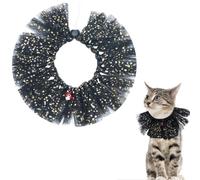 BIPY Black Dog Tutu Collar with Bell Neck Accessories for Small Dogs Cats Adjustable Necklace with Sequin Party Holiday Drawstring Pets Costume