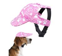 BIPY Dog Sun Hat Dog Baseball Cap with Ear Hole Puppy Sun Visor Cap with Adjustable Neck Strap for Dogs Outdoor Sport Walking Travelling Sun Protect Hat For doggy-Pink&S.