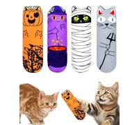 BIPY Halloween 4 Pack Catnip Toys for Cats Squeak Interactive Chew Kicker Toys Soft Plush Cat Paw Toy for Kitten Playing Chewing Claw Teeth Cleaning