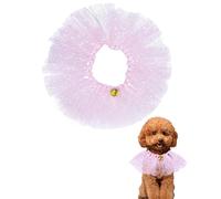 BIPY Pink Dog Tutu Collar with Bell Neck Accessories for Small Dogs Cats Adjustable Necklace with Sequin Party Holiday Drawstring Pets Costume