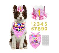 BIPY Pink Flower Crown Pet Birthday Hat Banadana Reusable Cat Dog Headwear Caps Adorable Princess Headdress Grooming Supplies Pet Party Celebration Decoration