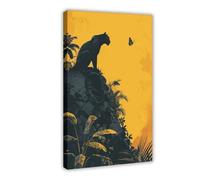 BIQHTGA Black Panther And Butterfly Poster Canvas Poster Wall Art Decor Print Picture Paintings for Living Room Bedroom Decoration 08x12inch(20x30cm)