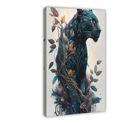BIQHTGA Black Panther And Flower Poster Canvas Poster Wall Art Decor Print Picture Paintings for Living Room Bedroom Decoration 12x18inch(30x45cm)