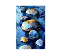 BIQHTGA Blue Gold Zen River Rock Art Poster Canvas Poster Wall Art Decor Print Picture Paintings for Living Room Bedroom Decoration 12x18inch(30x45cm)