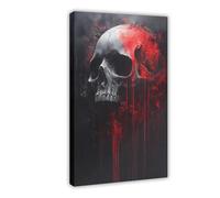 BIQHTGA Chilling Bloody Skull Painting Poster Canvas Poster Wall Art Decor Print Picture Paintings for Living Room Bedroom Decoration 08x12inch(20x30cm)