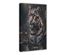 BIQHTGA Clouded Leopard Art Poster Canvas Poster Wall Art Decor Print Picture Paintings for Living Room Bedroom Decoration 12x18inch(30x45cm)