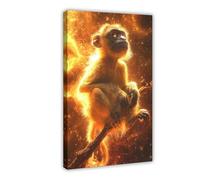 BIQHTGA Cosmic Glow Monkey Poster Canvas Poster Wall Art Decor Print Picture Paintings for Living Room Bedroom Decoration 16x24inch(40x60cm)