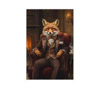 BIQHTGA Fox on A Victorian Armchair Canvas Poster Bedroom Decor Landscape Office Room Decor Gift 24x36inch(60x90cm)