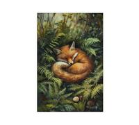 BIQHTGA Fox Sleeping Among The Ferns Canvas Poster Wall Art Decor Print Picture Paintings for Living Room Bedroom Decoration 20x30inch(50x75cm)