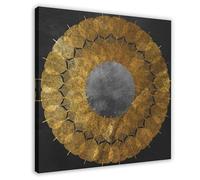BIQHTGA Gold Leaf Mandala Poster Canvas Poster Wall Art Decor Print Picture Paintings for Living Room Bedroom Decoration 20x20inch(50x50cm)