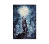 BIQHTGA Howling Wolf in The Moonlight Poster Canvas Poster Wall Art Decor Print Picture Paintings for Living Room Bedroom Decoration 12x18inch(30x45cm)