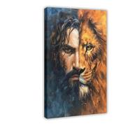 BIQHTGA Jesus And The Lion Face Poster Canvas Poster Bedroom Decor Landscape Office Room Decor Gift 12x18inch(30x45cm)