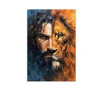 BIQHTGA Jesus And The Lion Face Poster Canvas Poster Bedroom Decor Landscape Office Room Decor Gift 16x24inch(40x60cm)