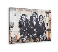 BIQHTGA Three Wise Monkeys Poster Canvas Poster Wall Art Decor Print Picture Paintings for Living Room Bedroom Decoration 08x12inch(20x30cm)