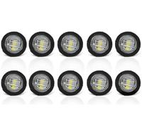 Biqing 10pcs Round Trailer Side Marker Lights White,Universal 3/4" LED Front Rear Side Marker Indicators Light 12V Bullet Clearance Marker Light Caravan SUV Trailer Wagon Recovery Truck Marker Light